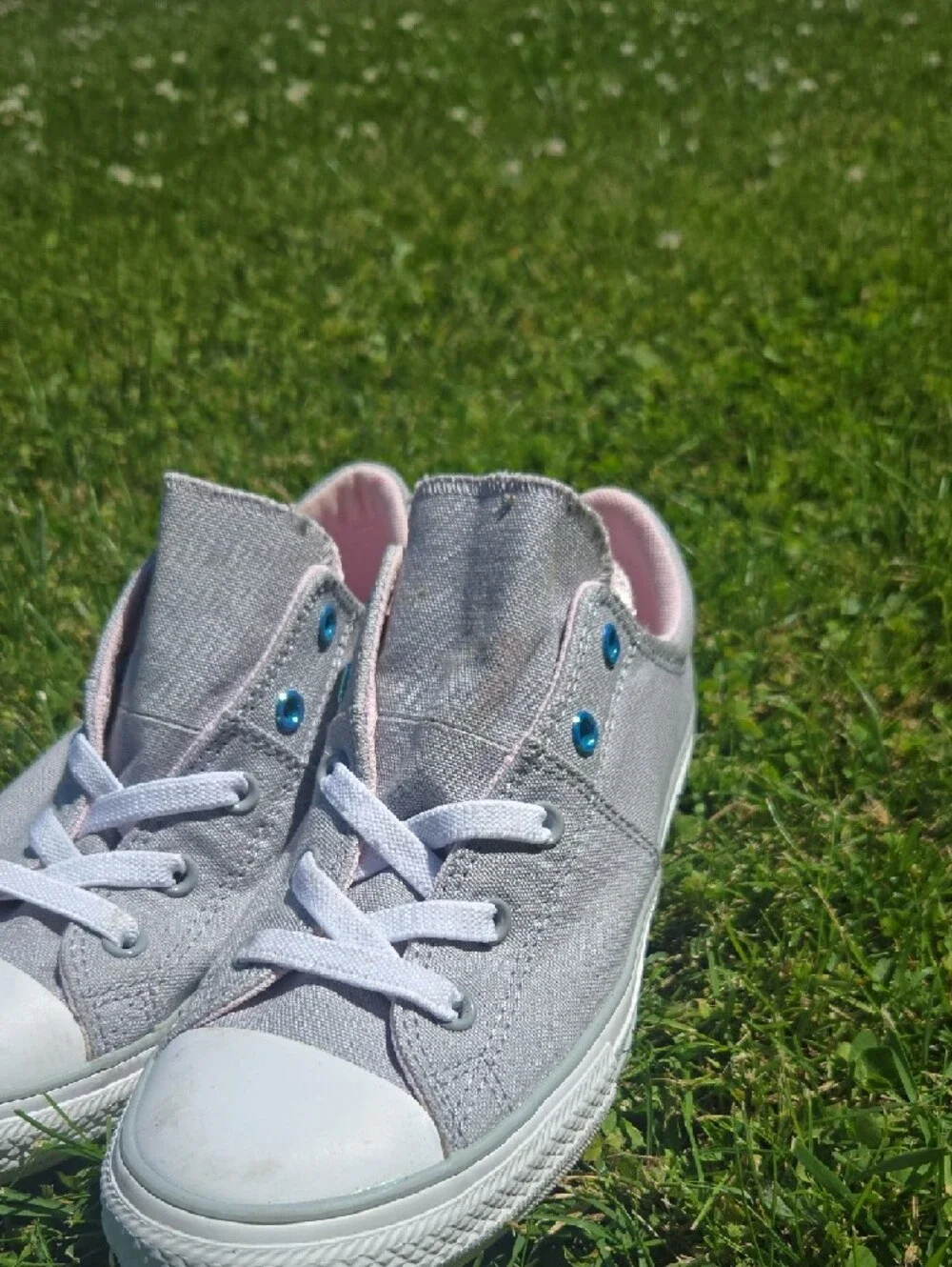 Converse Kids Gray and Pink All Star Sneakers